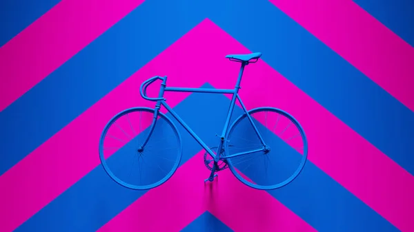 Bicicleta Azul Con Rosa Azul Chevron Fondo Ilustración Renderizado —  Fotos de Stock