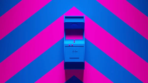 Blue Arcade Machine Met Roze Een Blauwe Chevron Achtergrond Illustratie — Stockfoto