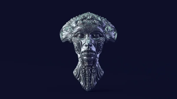 Silver Alien Queen Buste Met Groen Blauw Wit Moody 80S — Stockfoto