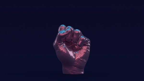 Silver Raised Clenched Fist Fascist Symbol Pink Blue Moody 80S — стоковое фото
