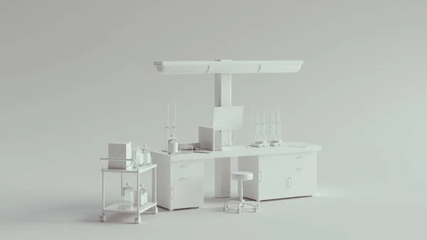 白色实验室科学仪器3D图解渲染 — 图库照片