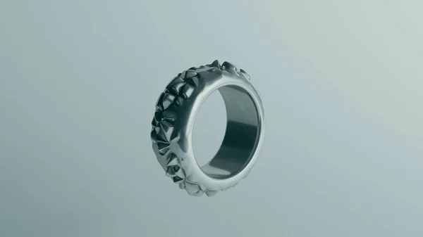 Silver Sterling Ring Modern Cellular Crystal Band Design Ilustração Render — Fotografia de Stock