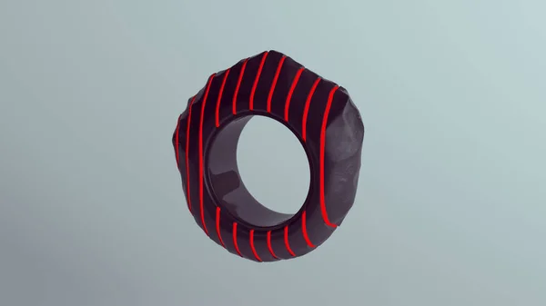 Black Modern Ring Smooth Wave Band Red Stripe Design Εικονογράφηση — Φωτογραφία Αρχείου