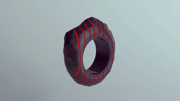 Black Modern Ring Smooth Wave Band Red Stripe Design Εικονογράφηση — Φωτογραφία Αρχείου