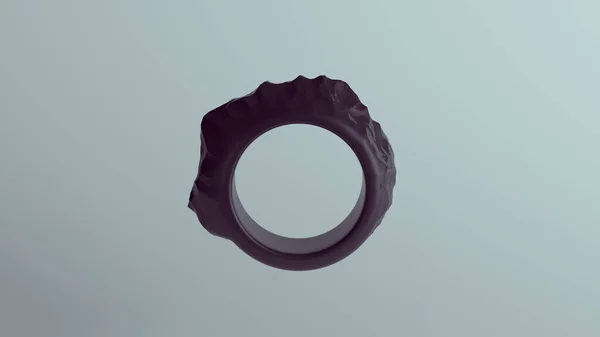 Anillo Moderno Negro Banda Onda Gruesa Diseño Ilustración Render — Foto de Stock