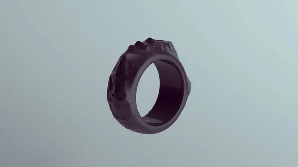 Black Modern Ring Chunky Wave Band Design Ilustração Render — Fotografia de Stock