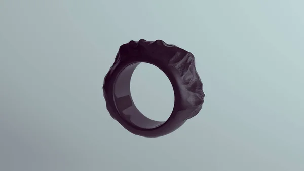 Schwarzer Moderner Ring Chunky Wave Band Design Illustration Render — Stockfoto