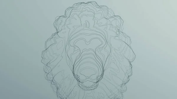 Black Lion Wireframe Sculpture 3d illustration render