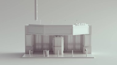 Beyaz Tiyatro Sinema Önden 3D Görüntü Görüntüleme