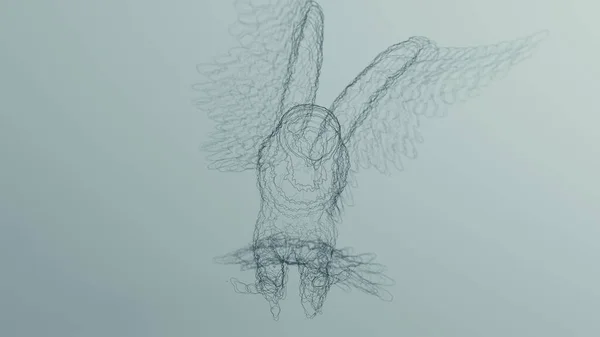 Black Eagle Bird of Prey Wireframe Sculpture 3d illustration render