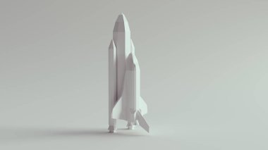 White Space Shuttle Low Poly Low Earth Orbital Spacecraft 3d illustration render clipart
