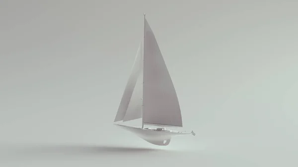 White Yacht Luxury Sailboat Medium Sized Illustration Render — Stock Photo, Image