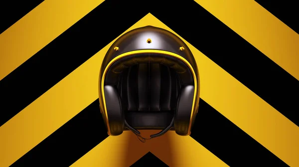 Casque Moto Noir Jaune Avec Fond Chevron Jaune Noir Illustration — Photo