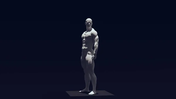 Бело Светло Серая Статуя Мускулистого Человека Трехмерной Иллюстрацией Сверху Вниз — стоковое фото