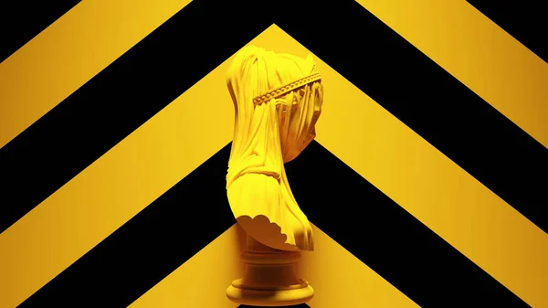 Yellow Woman Drapery Bust Sculpture Yellow Black Chevron Background Illustration — Stok Foto