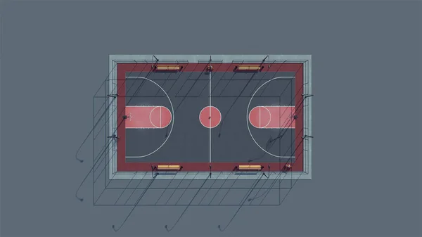 Cancha Baloncesto Vista Aérea Exterior Ilustración Render — Foto de Stock