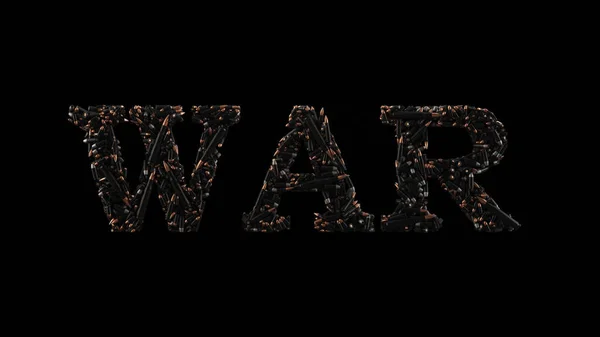 War Typeface Military Concept Text Black Brass Copper Lead Illustration — Stock Photo, Image