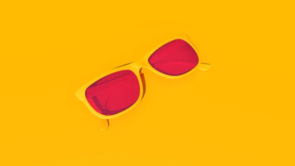 Yellow Rose Tinted Sunglasses Classic Sunny Summer Holiday Fashion Yellow — Stock Photo, Image