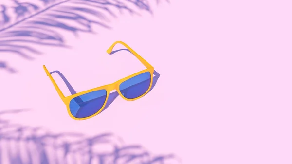 Yellow Sunglasses Blue Tinted Glass Classic Sunny Summer Holiday Fashion — Stock Photo, Image