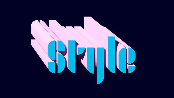 1980 Style Typeface Typographie Vintage Retro Isometric Pink Blue Illustration — Photo