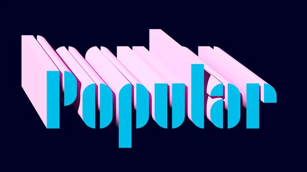 1980 Populaire Typeface Vintage Rétro Isometric Rose Bleu Typographie Illustration — Photo