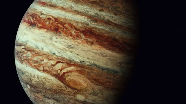 木星ガス巨大な木星の渦巻きの最大の惑星の目探査高解像度画像3Dイラストレンダリング — ストック写真