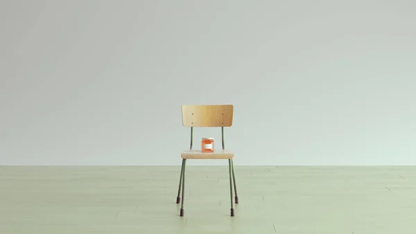 Simples Nova Sala Velha Escola Cadeira Com Frasco Luz Mel — Fotografia de Stock