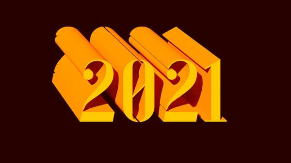 1980 2021 Típusarc Évjárat Retro Izometrikus Sárga Narancs Tipográfia Illusztráció — Stock Fotó