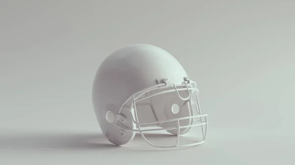 ホワイトアメリカンフットボールスポーツヘルメットヘッド保護安全装置3Dイラストレンダリング — ストック写真