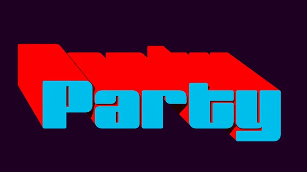 Party Vintage Retro Izometrikus Typeface Vörös Kék Tipográfia Illusztráció Render — Stock Fotó