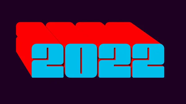 2022 Évjárat Retro Izometrikus Típusarc Piros Kék Tipográfia Illusztráció Render — Stock Fotó