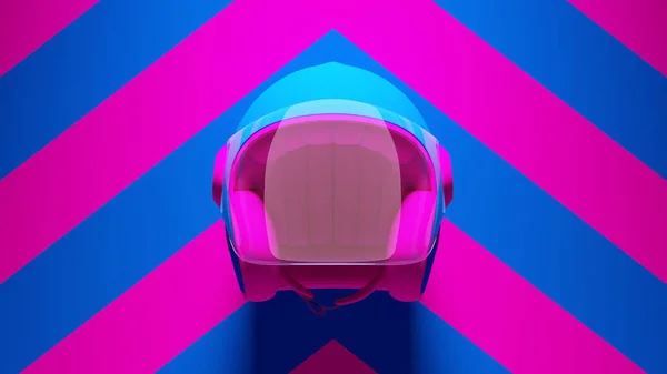Blå Rosa Motorcykel Retro Hjälm Full Face Visor Skydd Med — Stockfoto