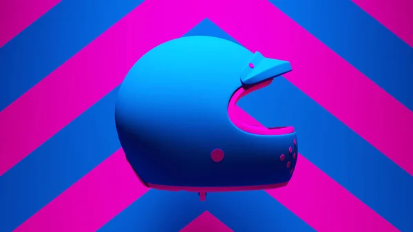 Blue Pink Motorcycle Retro Helmet Safety Protection Blue Pink Chevron — Zdjęcie stockowe