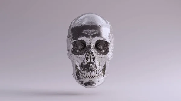 Срібний Людський Череп Медичний Анатомічний Зубами Кісткою Ілюстрація Рендерингу — стокове фото