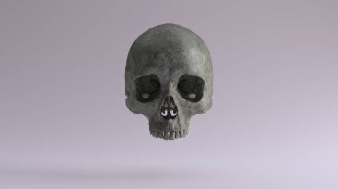 Old Bronze Human Female Skull Medical Anatomical Oxidised Patina 3d illustration render clipart