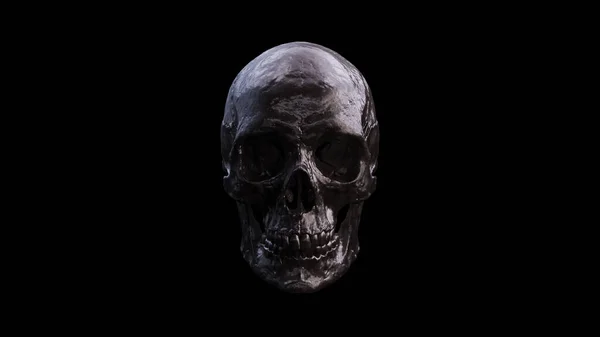 Old Iron Human Female Skull Dusty Teeth Black Background Medical — Stockfoto