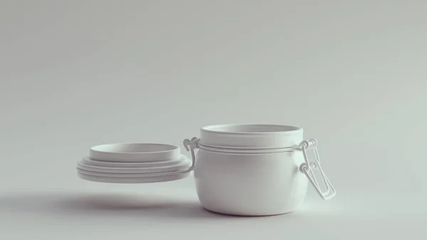 White Mason Jar Ingredientes Almacenamiento Utensilios Cocina Ilustración Render —  Fotos de Stock
