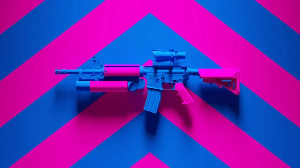 Blue Pink Rifle Gun Vapen Automatisk Utrustning Post Punk Med — Stockfoto