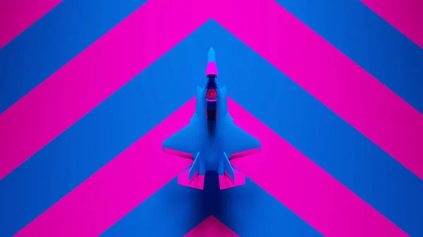 Blue Pink Supersonic Tactical Jet Aircraft Stealth Super Power Post — Stockfoto