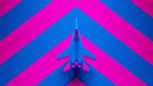 Blue Pink Supersonic Tactical Jet Aircraft Stealth Super Power Post — Stockfoto
