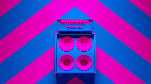 Blue Pink Concert Speaker Vintage Music Audio Equipment Post Punk — стокове фото