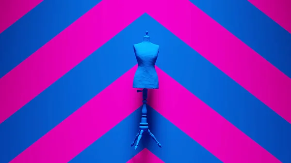 Blue Judy Dressmakers Dress Form Mannequin Blue Pink Chevron Pattern — Stock Fotó