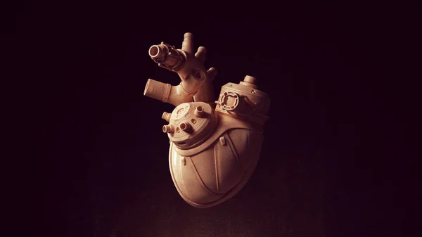 人体机器人心脏人工解剖医学器官未来学机器人技术3D图解 — 图库照片