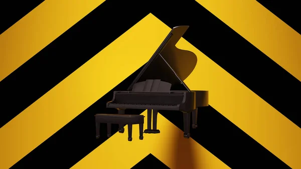 Černá Žlutá Grand Klavír Klasická Vintage Music Concert Audio Equipment — Stock fotografie