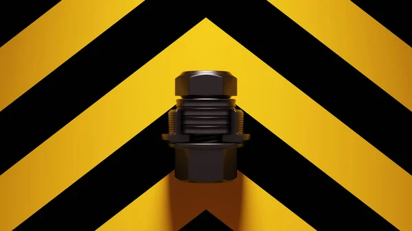 Жовтий Чорний Болт Гвинт Жовтим Чорним Chevron Візерунком Фону Ілюстрація — стокове фото