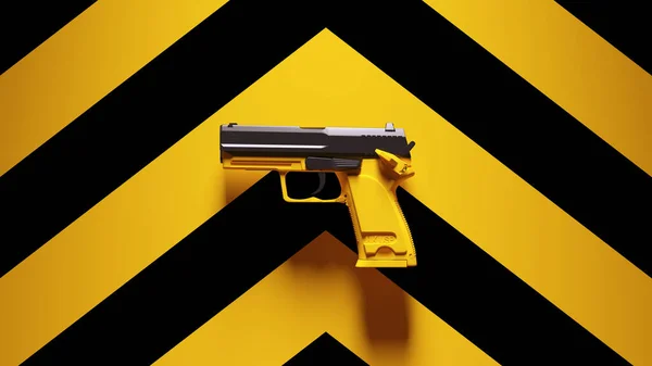 Yellow Black Hand Gun Weapon Equipment Post Punk Yellow Black — стоковое фото