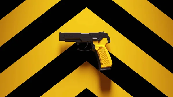 Yellow Black Hand Gun Weapon Equipment Post Punk Yellow Black — стоковое фото