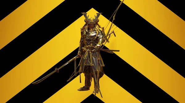 Black Yellow Samurai Post Punk Warrior Black Yellow Chevron Background — Stock Fotó