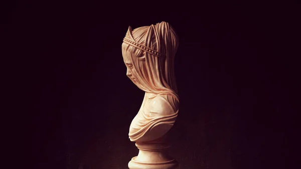戏剧化雕塑艺术女性古代头像面料宗教符号3D图解 — 图库照片