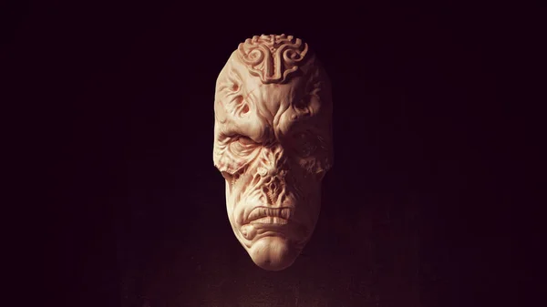 Alien Statue Ancient Face Art Sculpture 3d illustration render